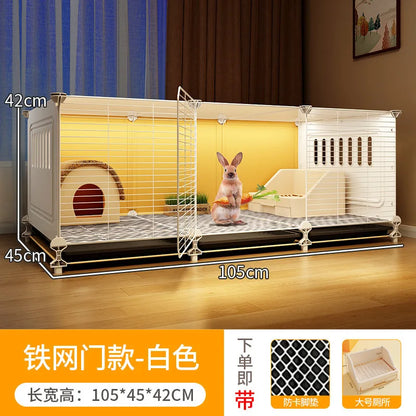 ZQ Rabbit cage Rabbit cage with toilet Rabbit  Household large guinea pig guinea pig Ornamental villa plastic