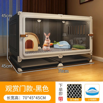 ZQ Rabbit cage Rabbit cage with toilet Rabbit  Household large guinea pig guinea pig Ornamental villa plastic