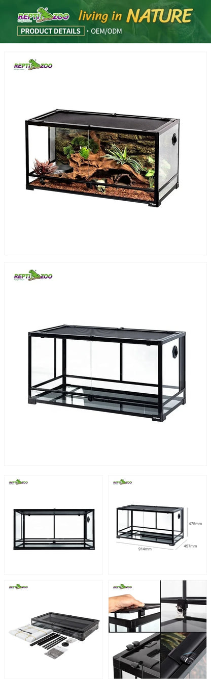 50 Gal 189 L Reptile Tank With Full Glass Sides Custom  Reptile Habitat Products Black Reptile Terrarium Cage