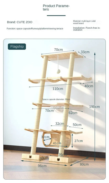 Luxury Large Cat Trees & Towers Wood Scratching Post for Cat Toys Gym Hiding House Sleeping Pad Cooling Pad Pets Stuff Products