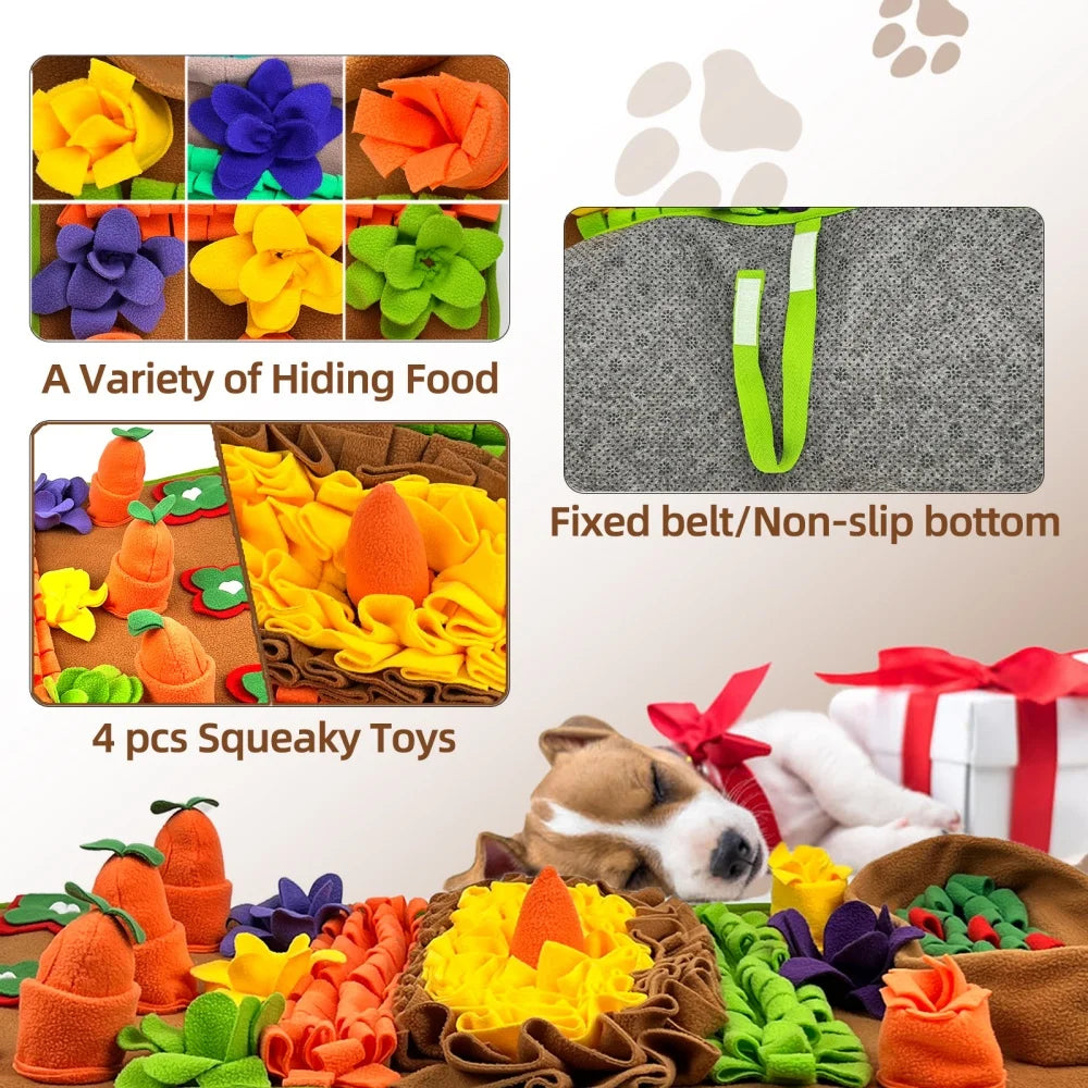 Pet Dog Snuffle Mat Slow Feeding Training Toy for Indoor/Outdoor Activities Wool Fleece Dog Puzzle Toy Pet Stuffy Foraging Pads