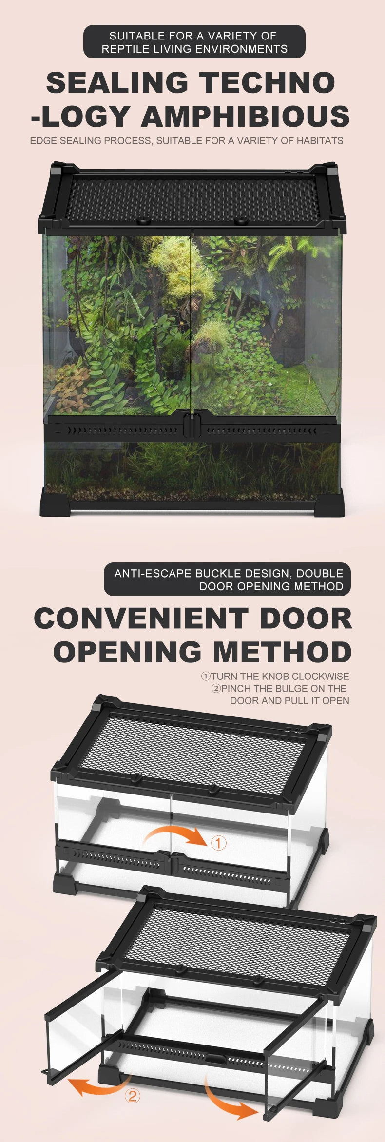 Best Tempered Glass Pet Reptile Enclosure Terrarium Glass Containers Paludarium Tank For Pets