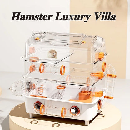 Hamster Cage Wear Resistant and Durable Large Space Detachable Hamster Acrylic Cages Breathable Hamsters Accessories Products
