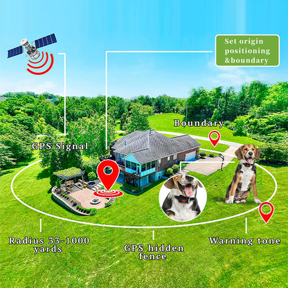 GPS Pet Fence Electric Wireless Dog Tracker Collar Pet Containment System Waterproof Dog Training Collar Anti Run Away Safety