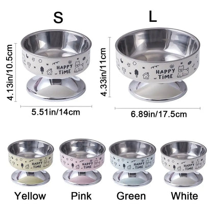 Cartoon Pet High Foot Bowl Large Capacity Neck Protection Cat Food Water Bowl Anti-slip Detachable Elevated Cat Bowl
