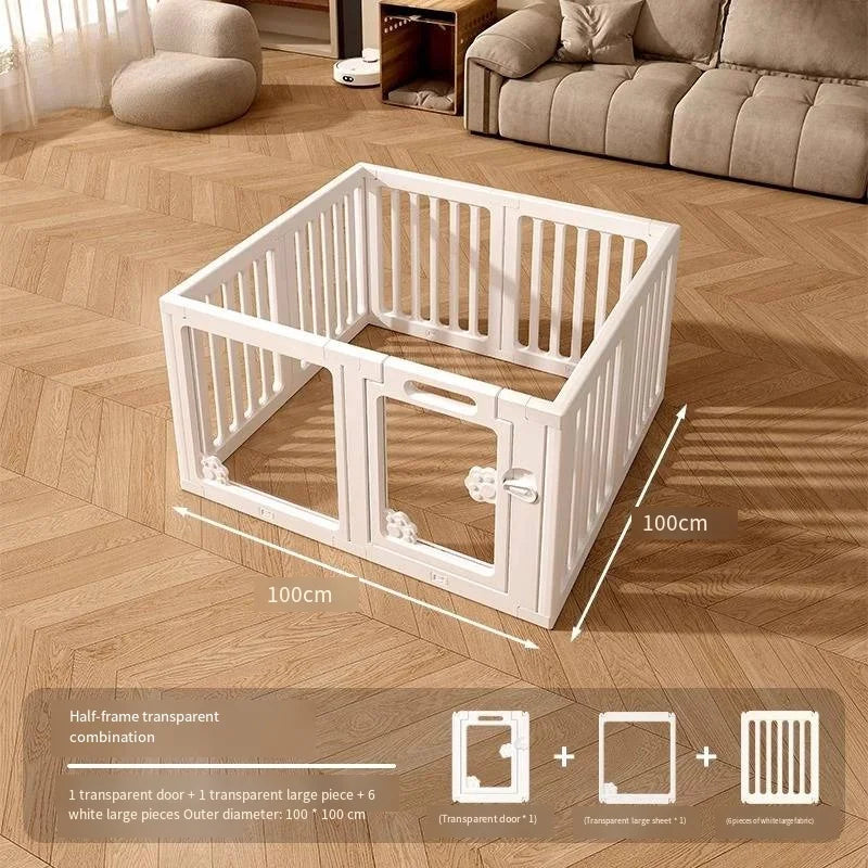Dog enclosure Indoor panoramic transparent stitched isolation fence Visible pet cage Small dog safety cage Teddy Pomeranian