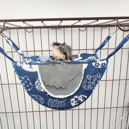 2025 Hanging Ferret Hammock Cage Printed with Hooks Hamster Hammock Ferret Warm Bed For Guinea Pig Hideout Mouse