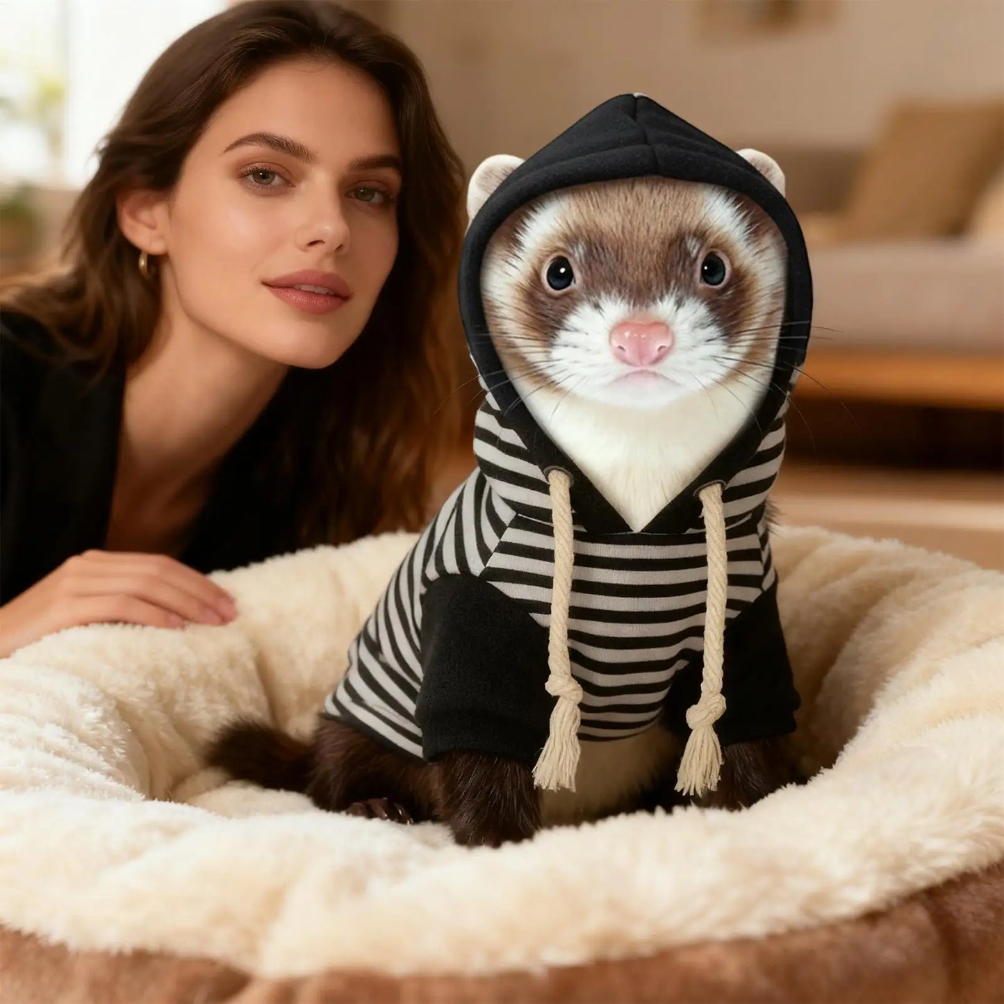Ferret Clothes With Harness Comfortable Soft Hamster Outfits Small Pets Hoodie Costume For Bunny Squirrels Chinchilla Chihuahua