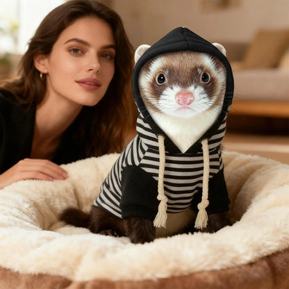 Ferret Clothes With Harness Comfortable Soft Hamster Outfits Small Pets Hoodie Costume For Bunny Squirrels Chinchilla Chihuahua