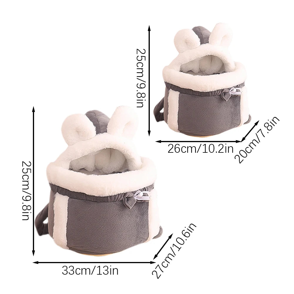 Winter Warm Cat Backpack Soft Cozy Cute Plush Pets Cage All In 1 Style Cat Bag Carrier Bag For Outdoor Travel Pet Accessories