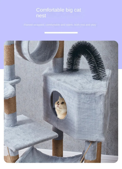 Large Cat Tree Tower with Multiple Hamocks, Scratch Tower, Villa Training Aids, Furniture, Pet Products Supplies