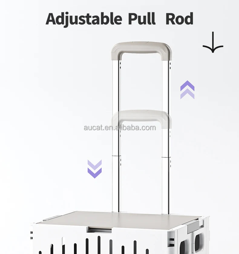 Plastic Foldable Pet Stroller Garden Camping Hand Trolley Carts Utility 4 Wheels Market Storage Mobile Alloy Rod Shopping Cart
