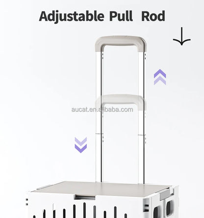 Plastic Foldable Pet Stroller Garden Camping Hand Trolley Carts Utility 4 Wheels Market Storage Mobile Alloy Rod Shopping Cart