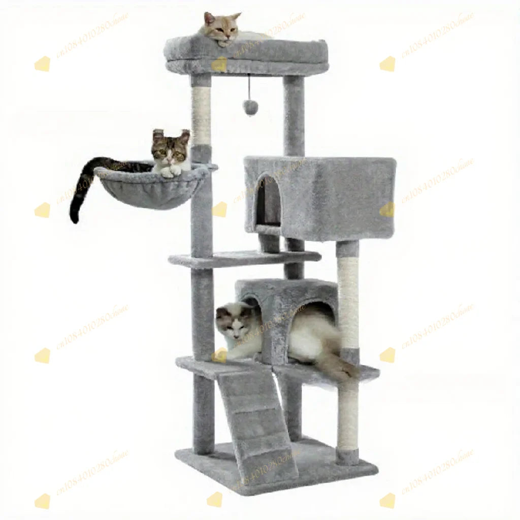 Cat Tree with Hammock and Scratching Post Tower, cat House, Cat Toys Tower, K01, Dark Gray