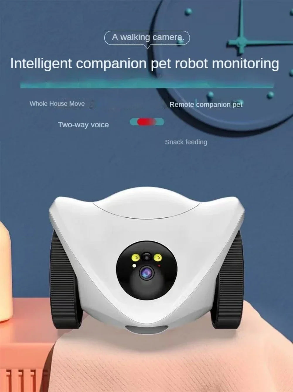 Pet Robot Camera 2MP HD Wifi Cameras Motion Detection Two Way Audio Indoor Dog Treat Camera  Dispenser Feeder for Home Security