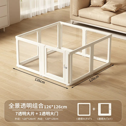‌Transparent Acrylic Dog Playpen Safety Pet Fence Non-Scratch Durable Kennel Easy-Clean Indoor House Removable Panels