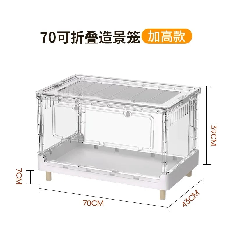 ‌Hamster Cage - Extra Large Acrylic Habitat for Syrian Hamsters, Foldable Transparent Cage with 3 Levels, Spacious Pet Home