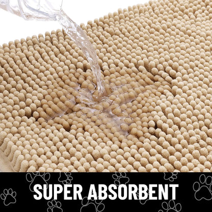Kitinjoy Ultra Absorbent Chenille Mud Doormat With Paw Print Design Non-Slip Quick-Dry Washable Mats Door Mat for Muddy Dog Paws