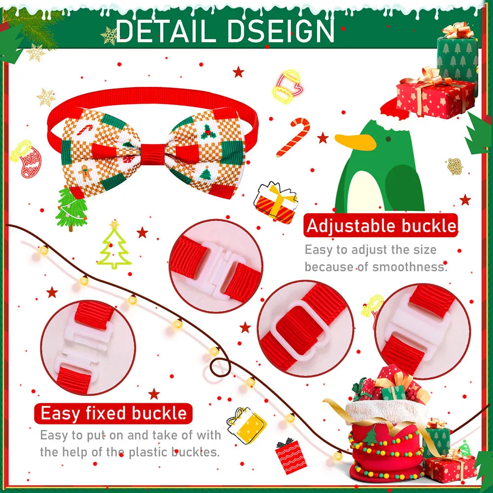 50PCS Adjustable Pet Dog Bow Tie Christmas Style Dog Bowties Neckties Wholesale Pet Collars For Dogs Pet Grooming Accessories