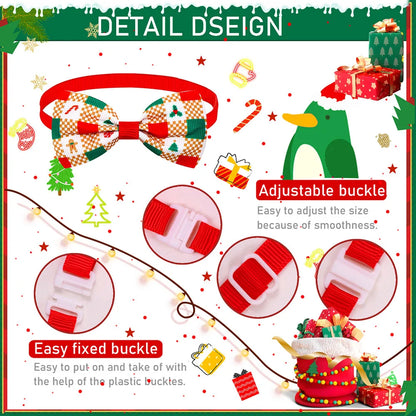 50PCS Adjustable Pet Dog Bow Tie Christmas Style Dog Bowties Neckties Wholesale Pet Collars For Dogs Pet Grooming Accessories