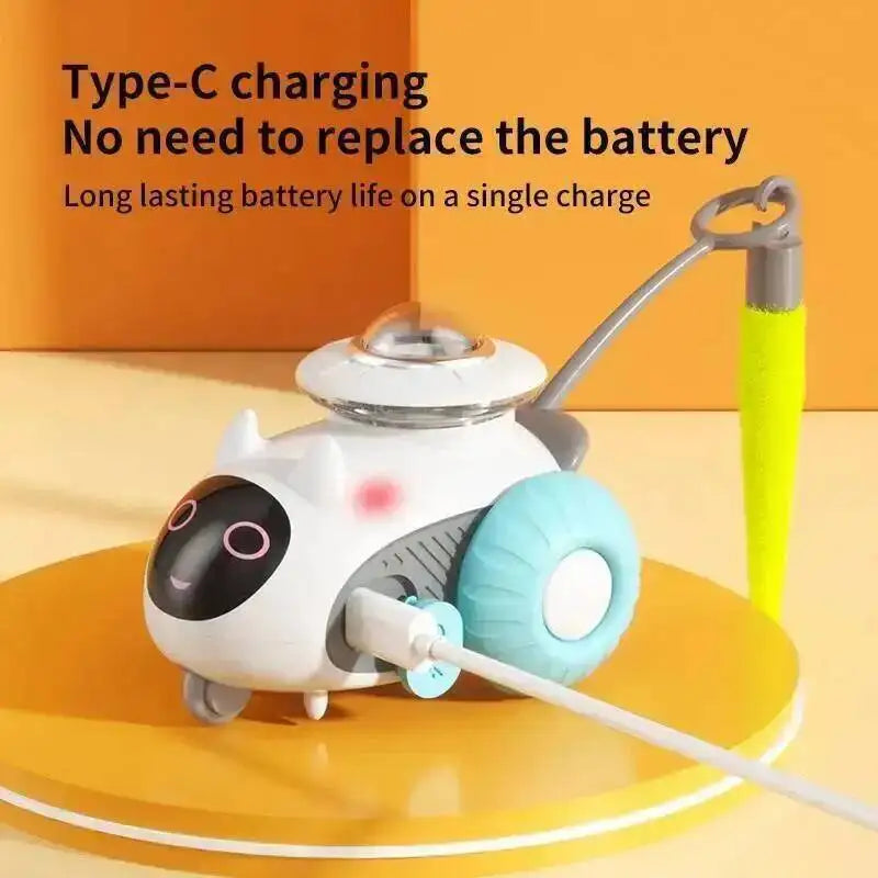 Cat Toys Car for Indoor Remote Control Smart Automatic Car with Tail Rechargeable LED Auto Moving Exercise Interactive Cat Toys