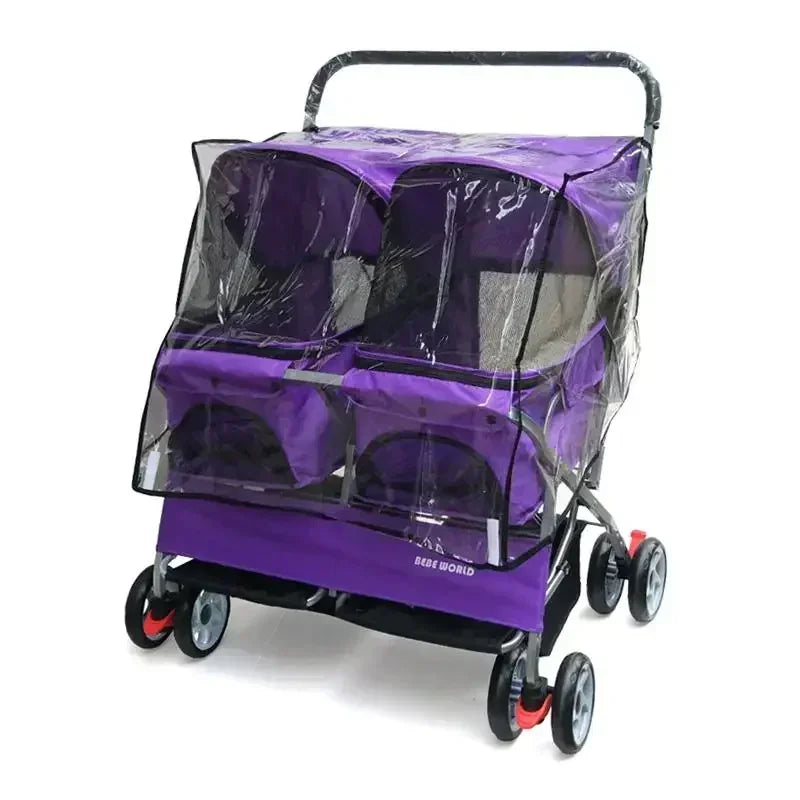 Ultra-light Two-seat Pet Stroller with Double Sleeping Bed Car - Removable Washable Widening Care for Cats And Dogs