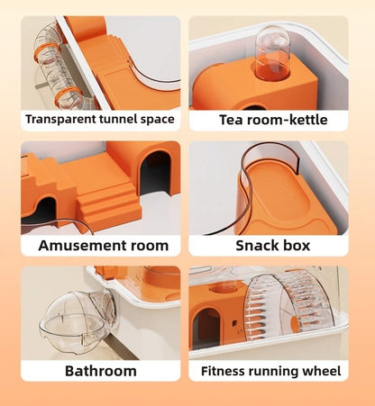 Hamster Cage Wear Resistant and Durable Large Space Detachable Hamster Acrylic Cages Breathable Hamsters Accessories Products