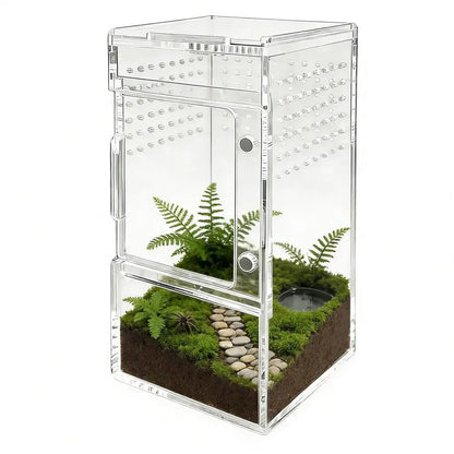 Spider Enclosure Clear Acrylic Reptile Box with Vent Sliding Lid Cage for Jumping Spider Tortoise Snake Gecko Crab Habitat