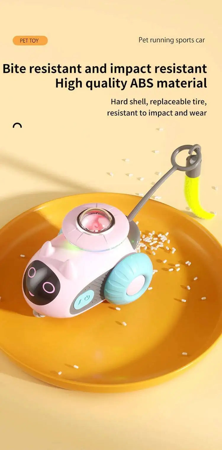 Cat Toys Car for Indoor Remote Control Smart Automatic Car with Tail Rechargeable LED Auto Moving Exercise Interactive Cat Toys