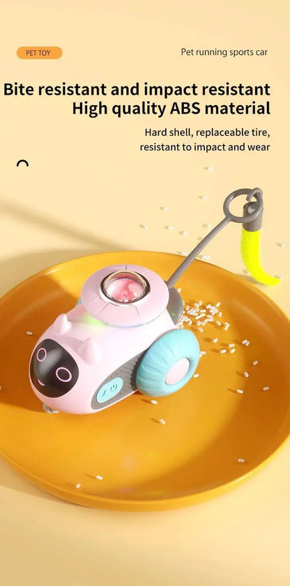 Cat Toys Car for Indoor Remote Control Smart Automatic Car with Tail Rechargeable LED Auto Moving Exercise Interactive Cat Toys