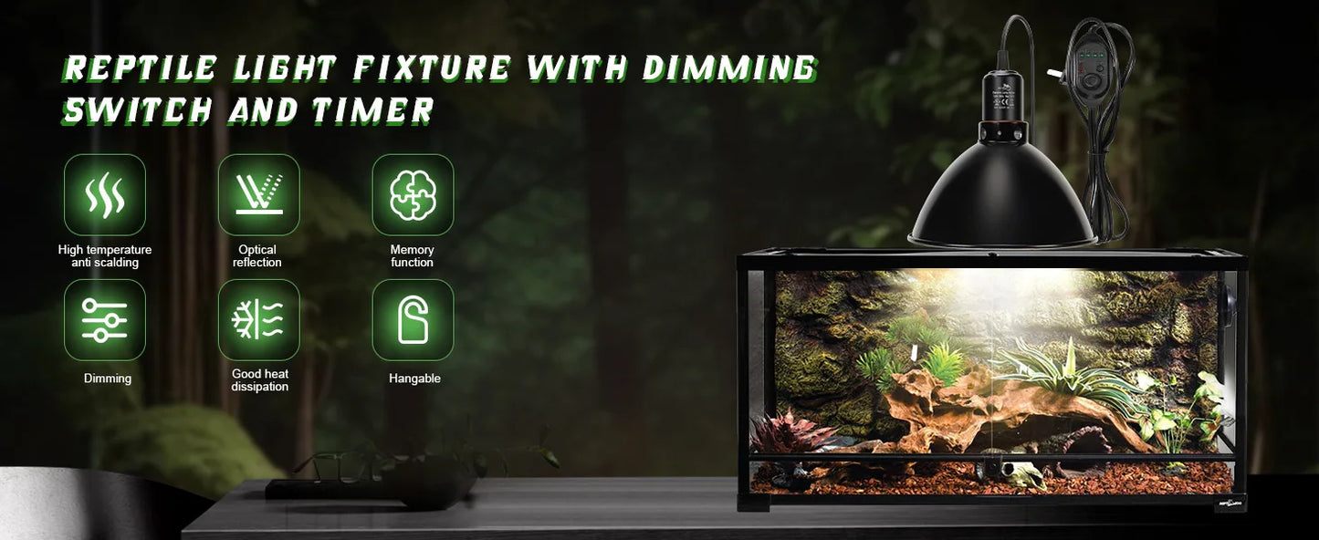 Reptile Heat Lamp Dome 85 Inch with Thermostat Control for Terrarium Lighting Amphibian Habitat Accessories
