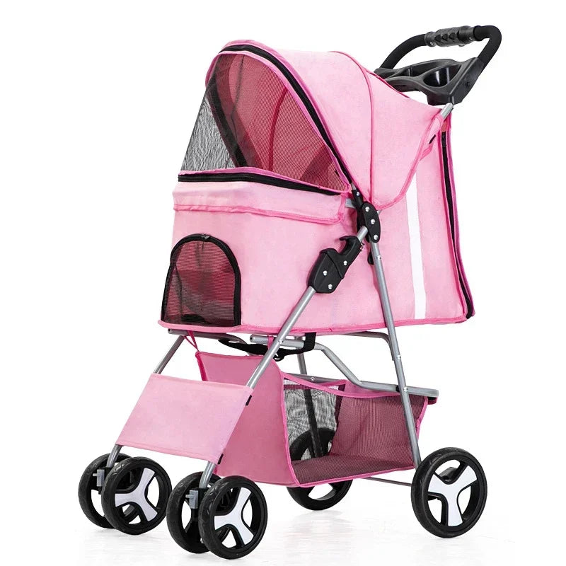 Pet Stroller Lightweight Folding Universal Wheel Cat Dog Travel Breathable Pet Stroller Outdoor Stroller for Small Medium Pets