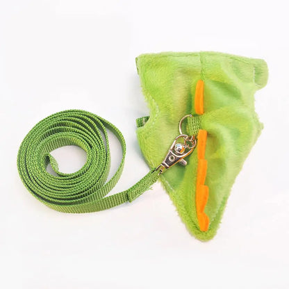 Adjustable Ferret Drawstring Vest  With Bell Pet Outdoor Walking Rope Bunny Harness Harness Vest Dinosaur Design Pet Accessories