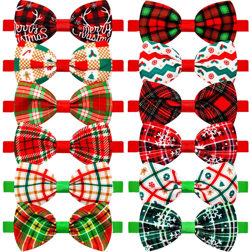 50PCS Adjustable Pet Dog Bow Tie Christmas Style Dog Bowties Neckties Wholesale Pet Collars For Dogs Pet Grooming Accessories