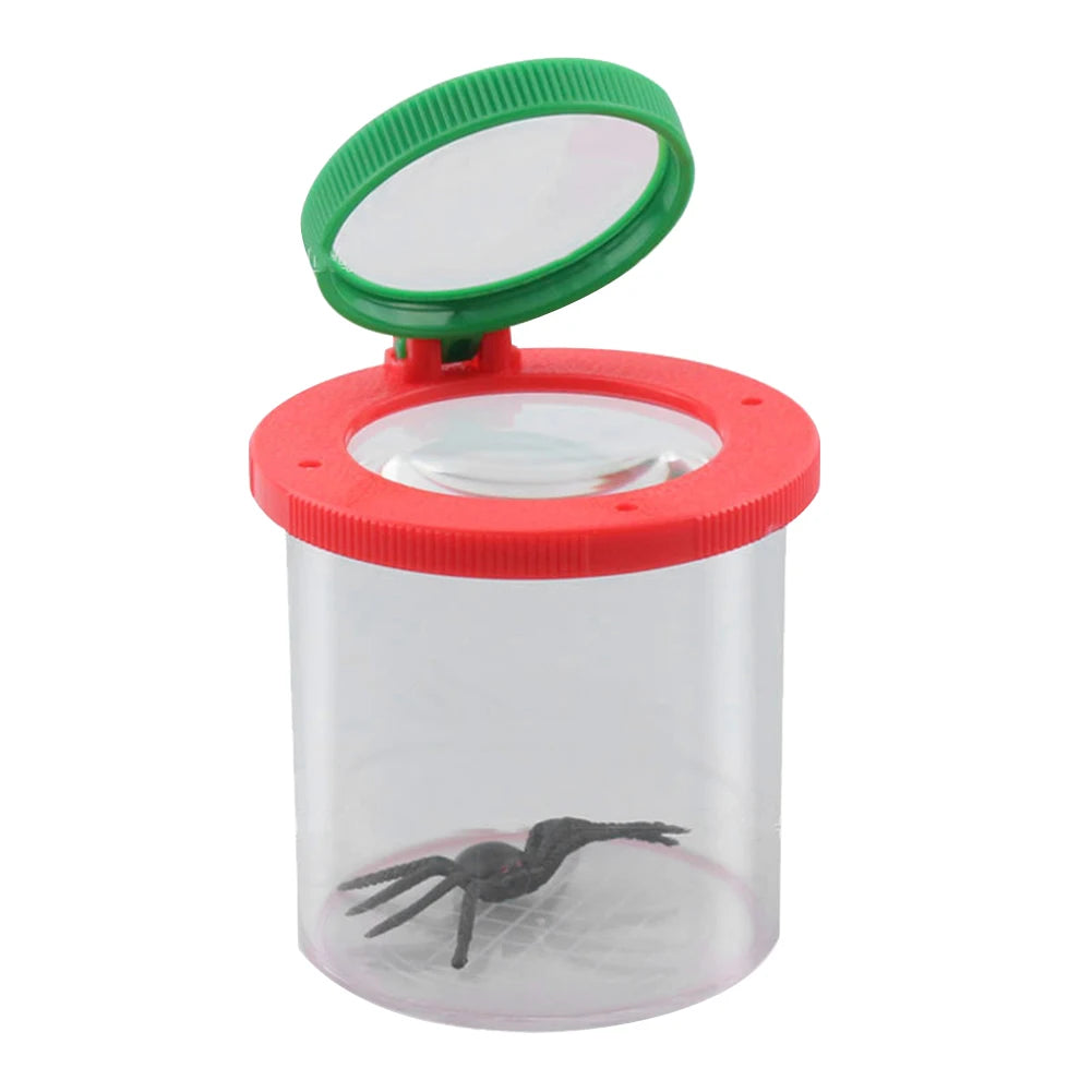 Portable Children Crawlers Animal Spider Insect Box 3X 6X Magnifying Glass Insect Cage Bug Jar for Science Nature Exploration