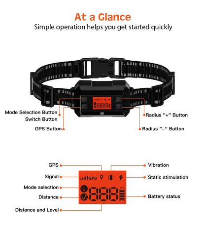 GPS Pet Fence Electric Wireless Dog Tracker Collar Pet Containment System Waterproof Dog Training Collar Anti Run Away Safety