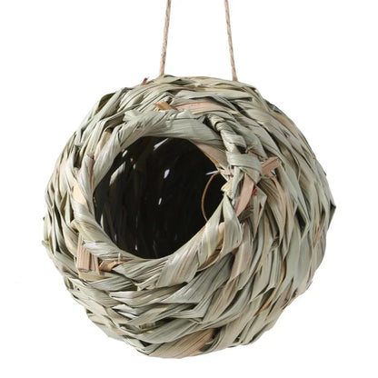 2024 New Birds Nest Bird Cage Grass Egg Cage Bird House Outdoor Decorative Weaved Hanging Parrot Nest Houses Pet Bedroom