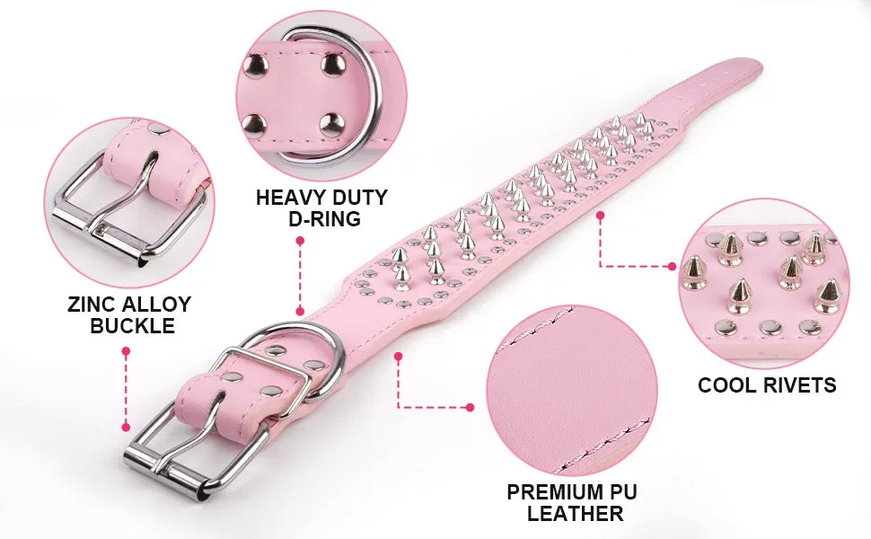 Skull Spiked Studded Leather Dog Collar For Medium Large Dogs Bulldog Adjustable Anti-Bite Neck Strap Collars Leash Accessories