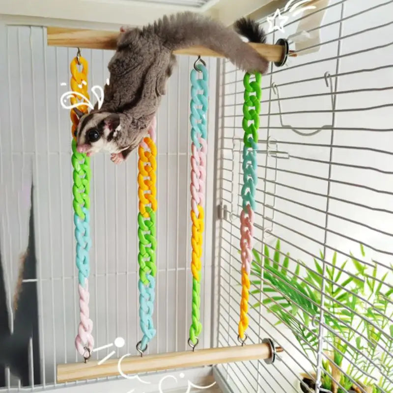 Sugar Glider Climbing Swing hanging Toy Cage Swing for Enrichment Small Pets Sugar Gliders and Hamsters Climbing Chain Swing