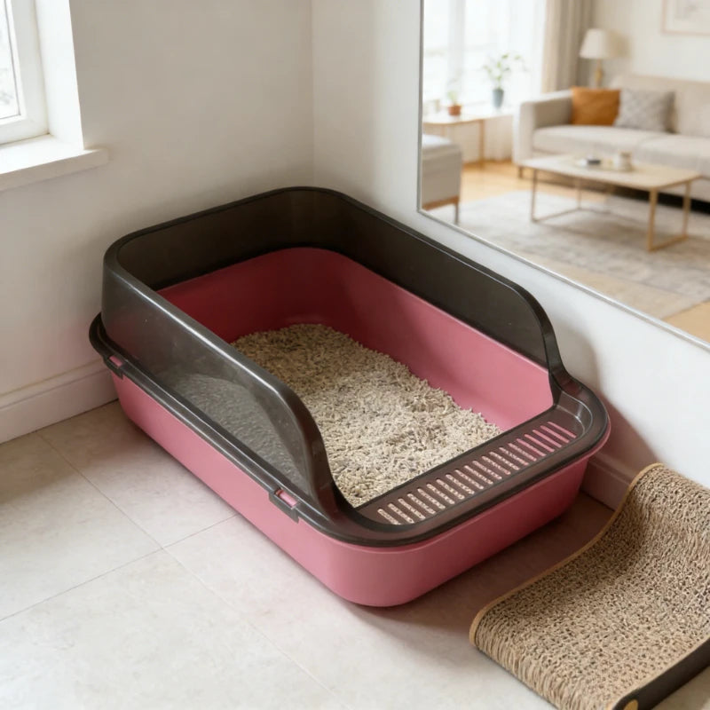 Heavy - Duty Semi - Enclosed Litter Box, High Sides Anti - Splashing, Odor - Proof, Large Capacity, Perfect for All Cat Stages