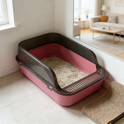 Heavy - Duty Semi - Enclosed Litter Box, High Sides Anti - Splashing, Odor - Proof, Large Capacity, Perfect for All Cat Stages