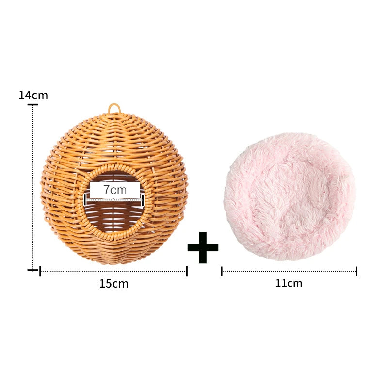 Sugar Glider Pouch Pet Glider Cage Sleep Bag for Small Animals Squirrels Marmosets Rats Hamsters Metal Frame PP Rattan Durable