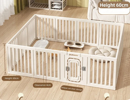 Gray and white color dog fence, foldable pet guardrail combination, small and medium-sized dog cage, indoor isolation fence