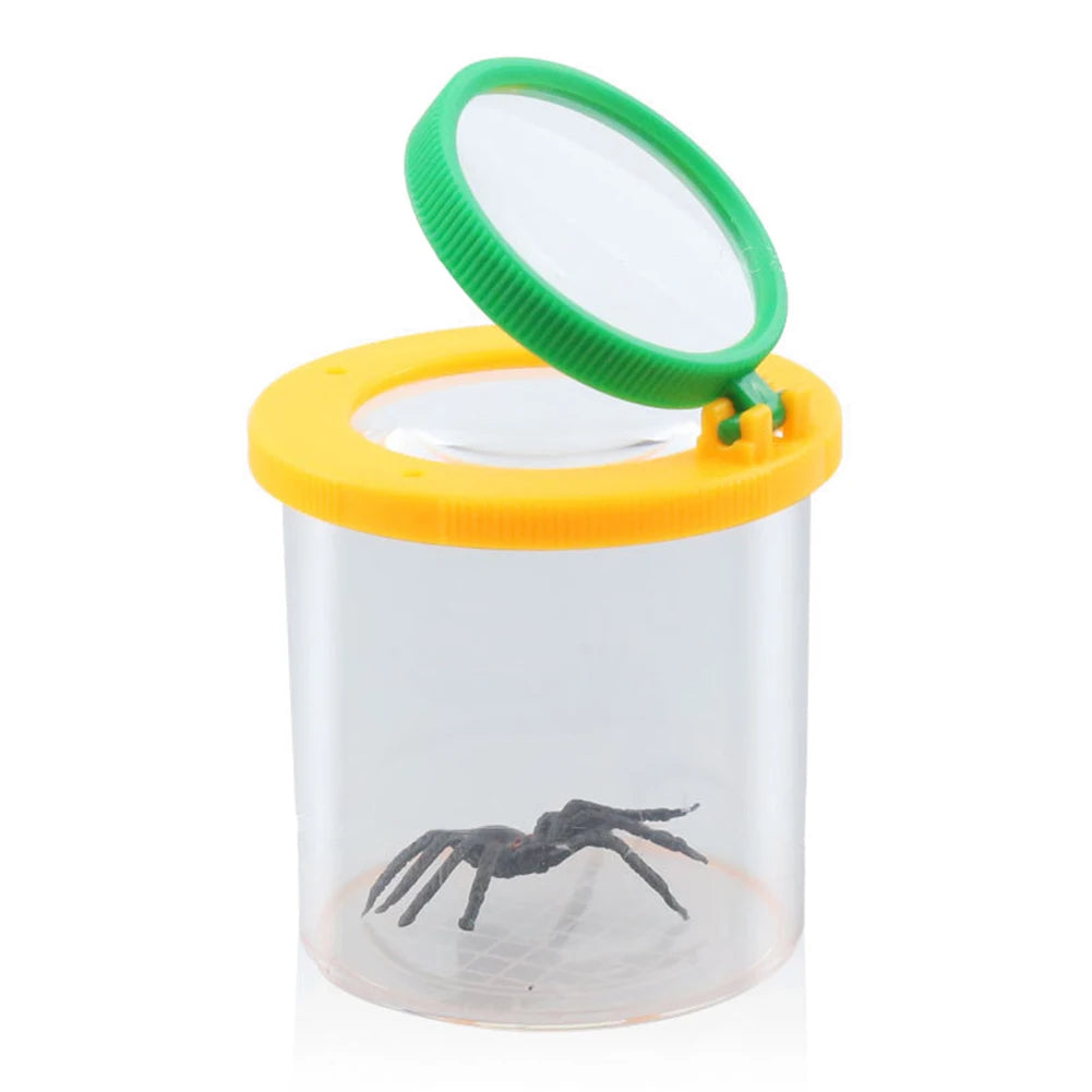 Portable Children Crawlers Animal Spider Insect Box 3X 6X Magnifying Glass Insect Cage Bug Jar for Science Nature Exploration