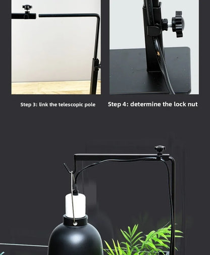 Reptile Lamp Stand Adjustable Floor Light Holder Stand Land Bracket Metal Lamp Stand Support for Glass Terrarium Heating Light