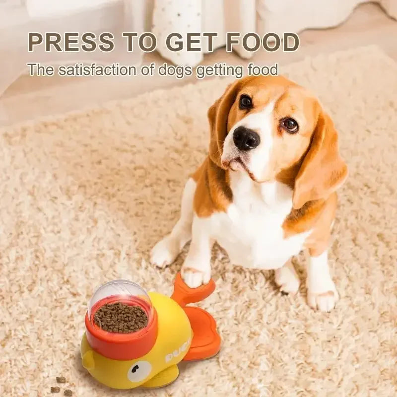 Interactive Dog Toy Pet Automatic Food Treat Dispenser Cartoon Duck Design Slow Food Pet Snack Feeder for Dog Training