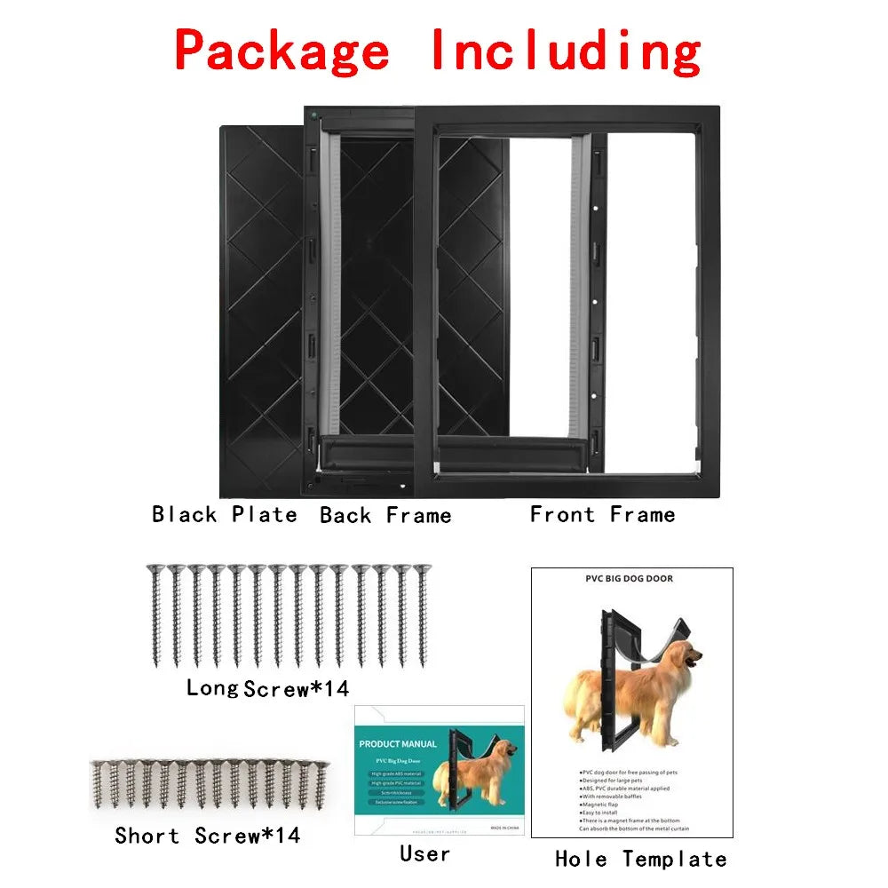 2XL Inner Flap 55*36cm Big Dog Door for Wooden Doors HQ ABS Flame PVC Enter Outer Anti Raining Cover Insulated Cold Weather