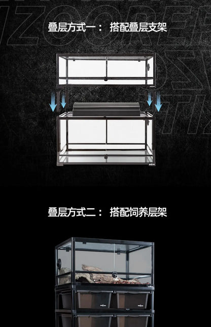 ‌Premium Glass Reptile Terrarium - Chameleon & Lizard Habitat, Ventilated Vivarium with UVB Light, Waterproof Frog Enclosure