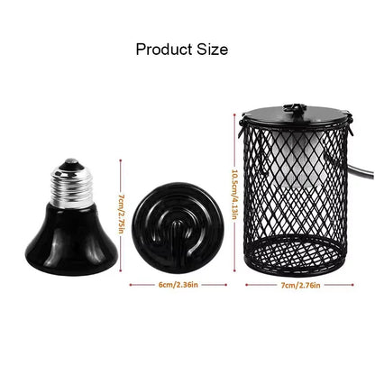 E27 Pet Heating Lamp for Turtle Snake lizard Infrared Ceramic Heat Light Reptile Lamp Anti-Scald Cage Protects Chicks UK Plug