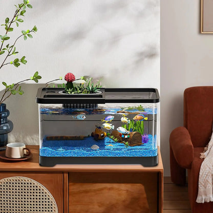 Fish Tank Starter Kit Fish Tank Kit With Decoration Accessories Underwater Landscape Decoration Compact Glass Aquarium Set